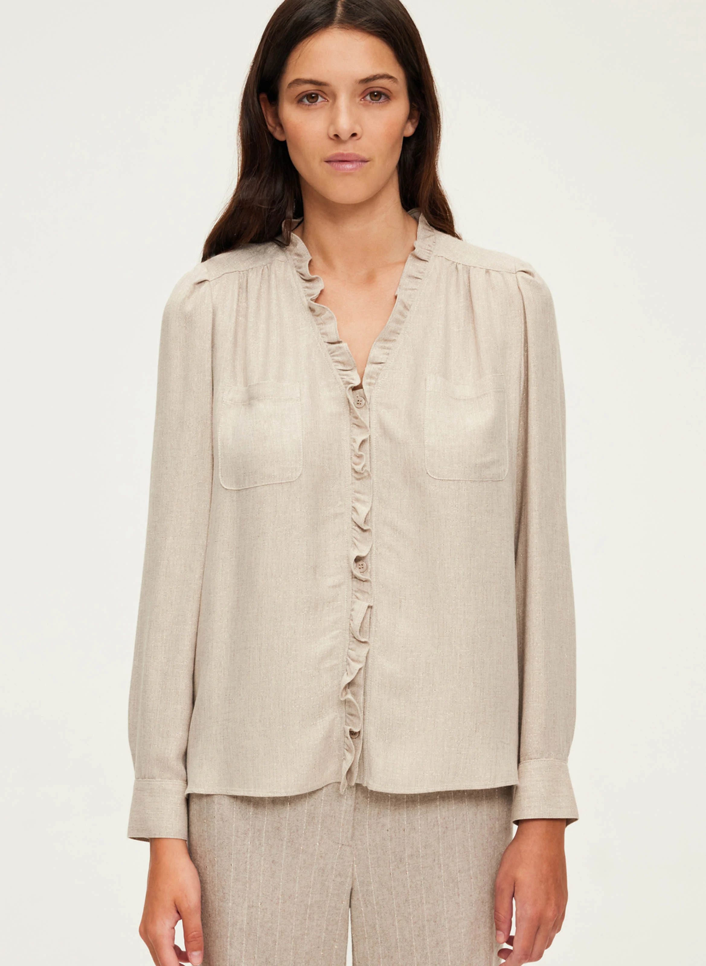 BINDY - Chemise ample à volants| Beige