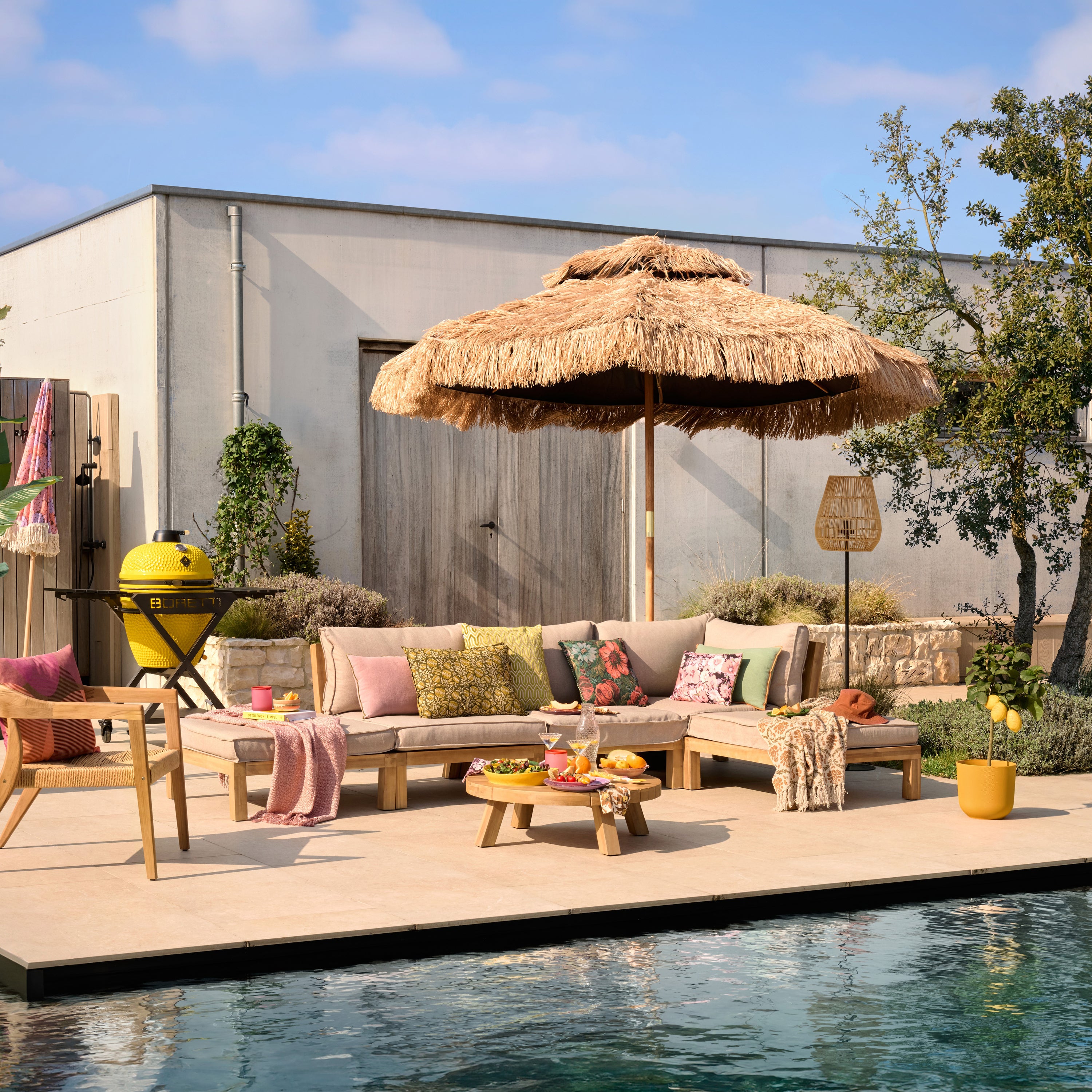 HKliving Parasol Ã 300 cm - Raffia
