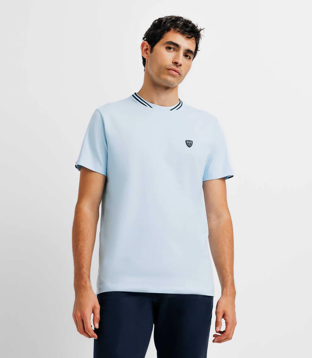 T-shirt col teddy ciel