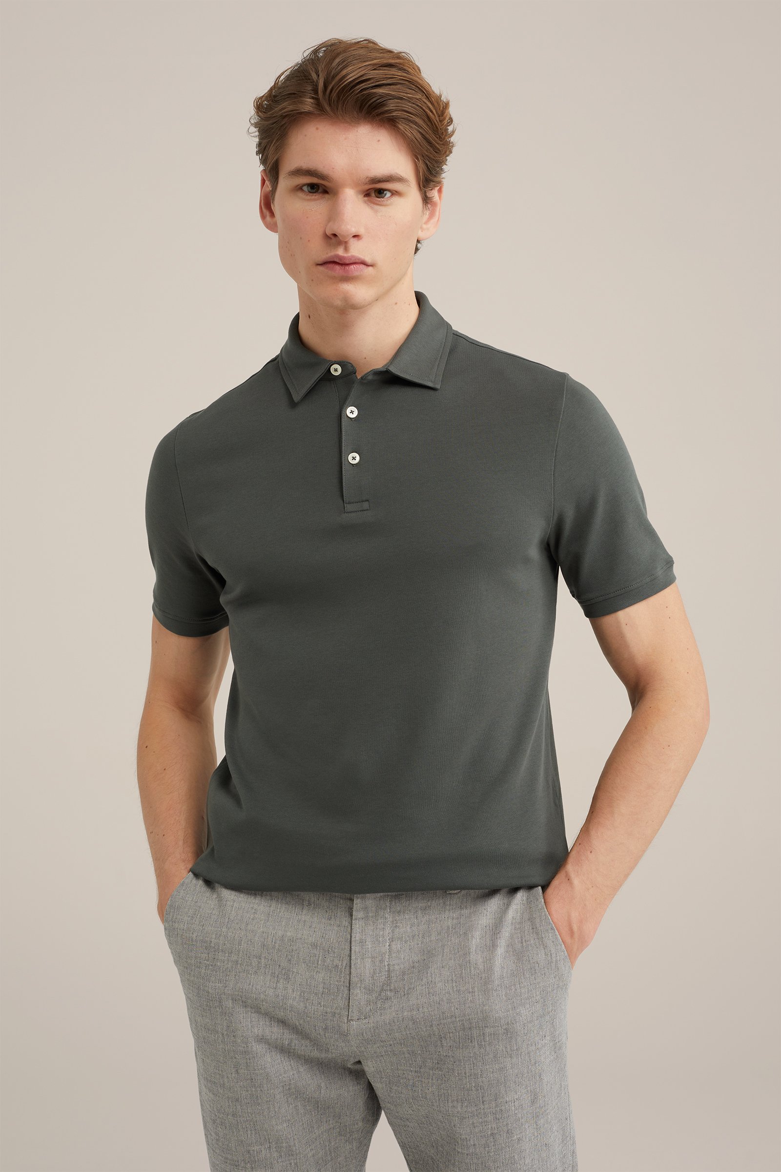 ultra soft polo WE Fashion Grijsgroen
