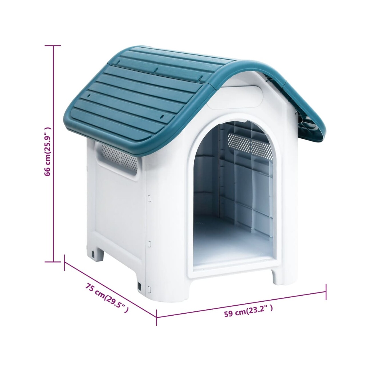 VidaXL Hundehütte 59x75x66cm Polypropylen Hundehaus blau
