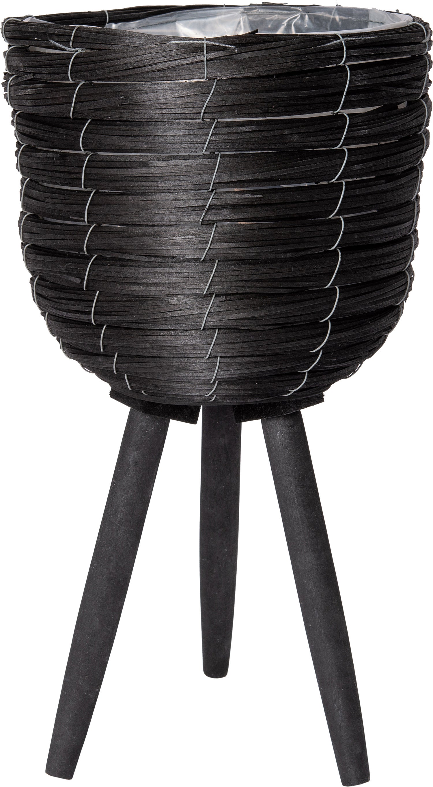 Intratuin bloempot op poten riet zwart D 20,5 H 36 cm
