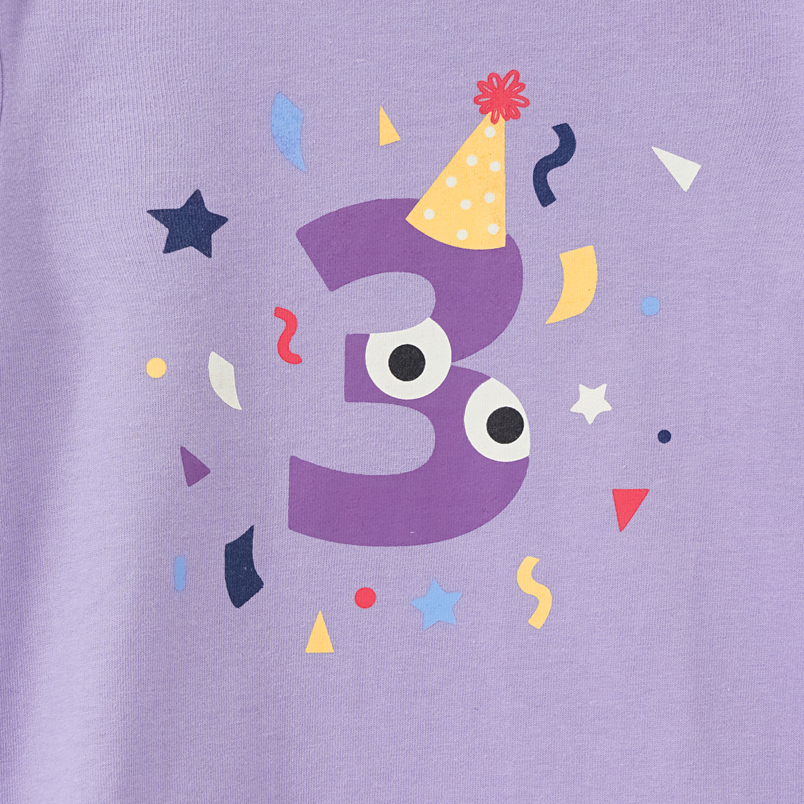Topolino Mädchen T-Shirt mit Geburtstagszahl 3 helllila