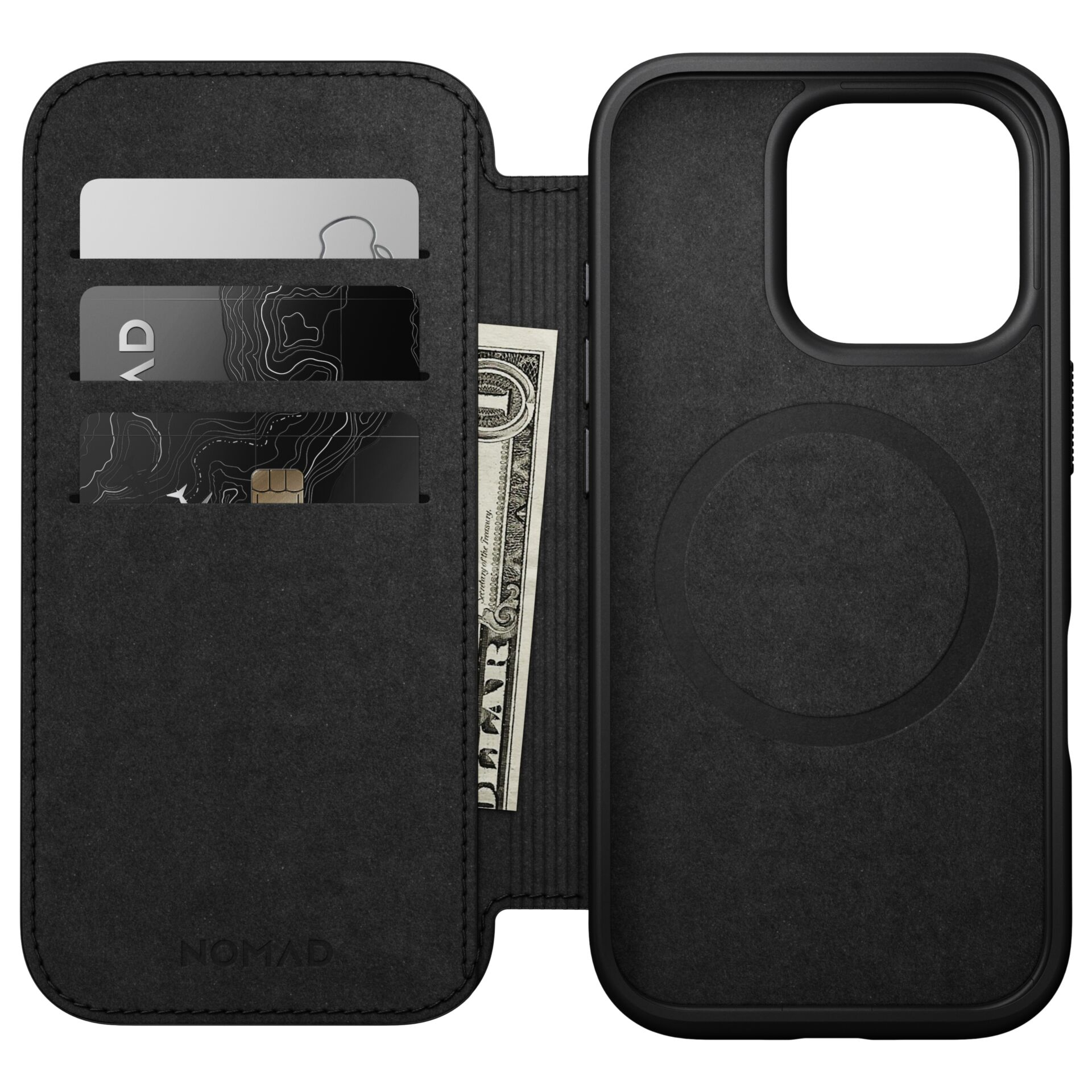 iPhone 16 Pro Max MagSafe Echtleder Tasche Modern Leather Folio (NM01675785) - Schwarz