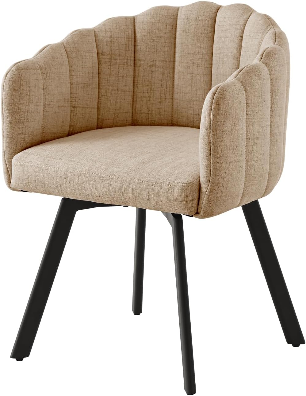 Esszimmerstühle Drehbar, Drehstühle Esszimmer mit Armlehnen, Polsterstühle aus Leinenstoff, Drehsessel mit Metallbeinen, Küchenstühle, Sessel Wohnzimmer (1, Khaki)