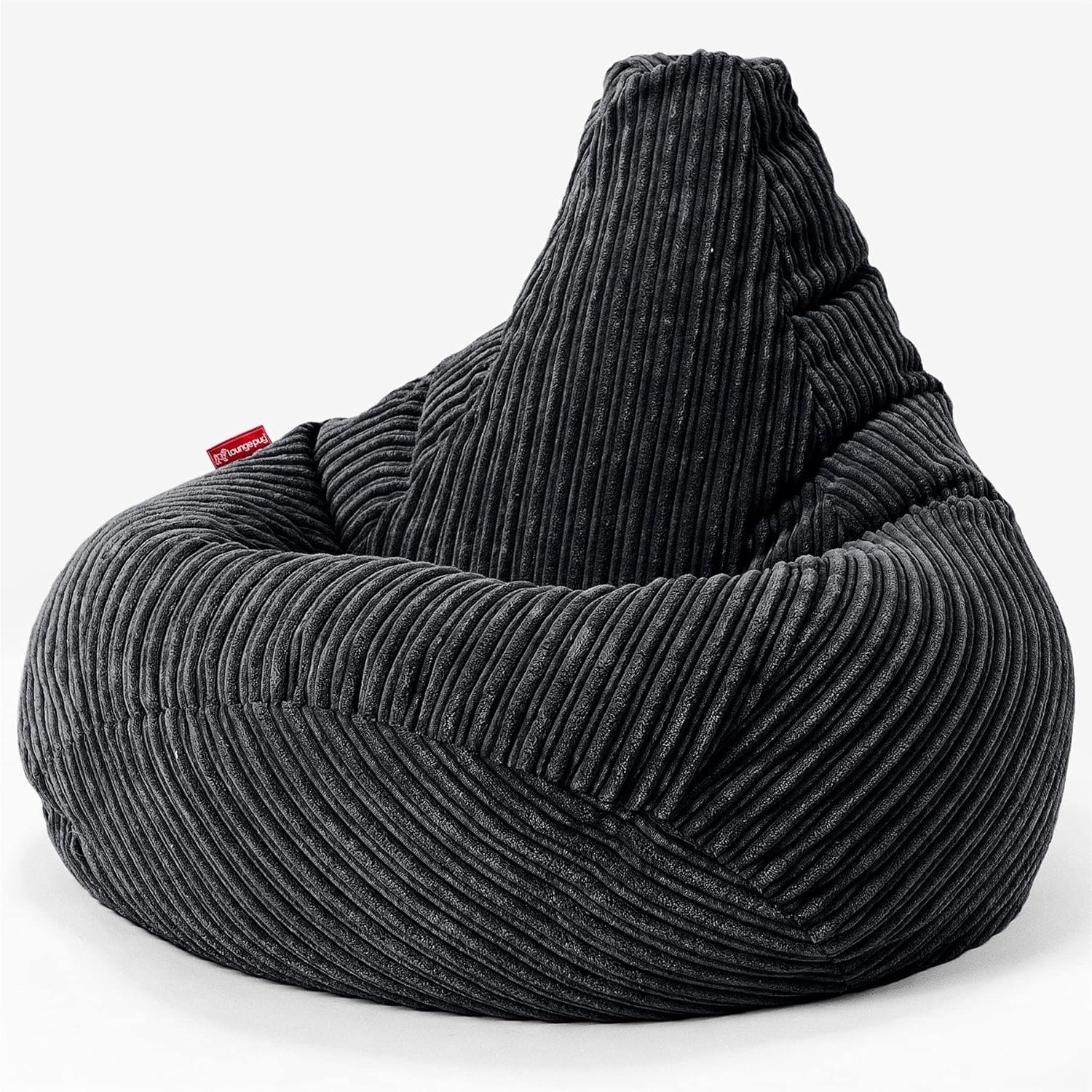 Lounge Pug, Gaming Sitzsack Sessel mit Hocker, Cord Schwarz