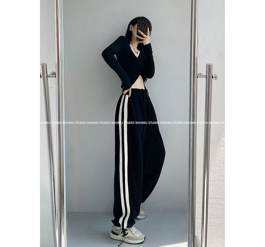 Amyway - Joggingbroek met hoge taille en trekkoord en dubbele streep