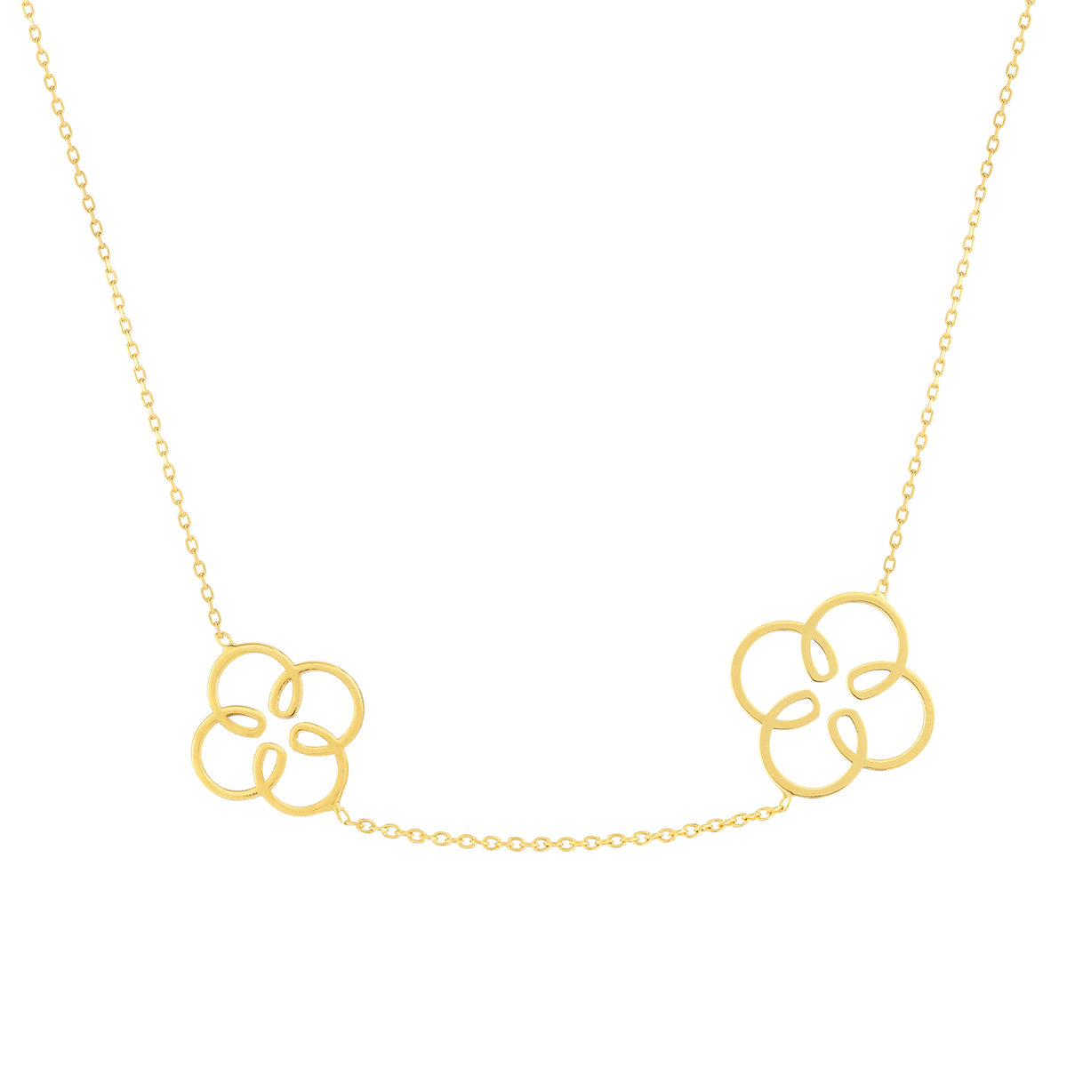 Collier or jaune 750 44 cm motif fleur