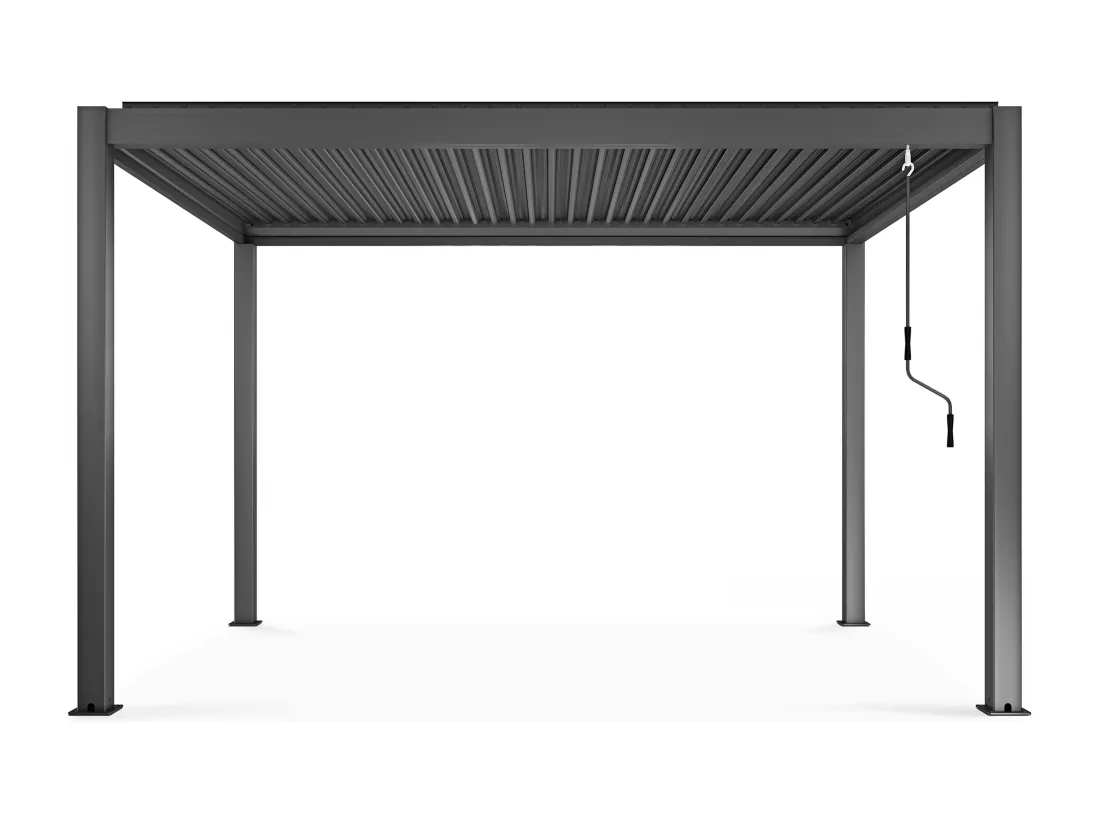 Pergola bioclimatique 3x4m autoportée avec 2 stores 2,66 X 2,34 m gris