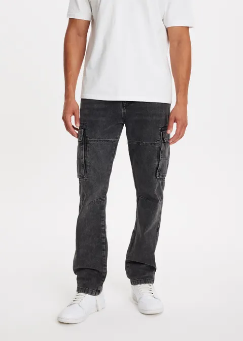 Cargo jeans straight zwart (ZW.USED)