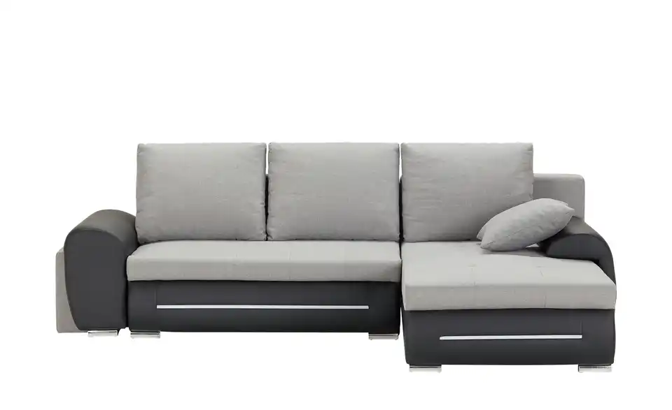 Ecksofa Emma rechts Schwarz, Hellgrau