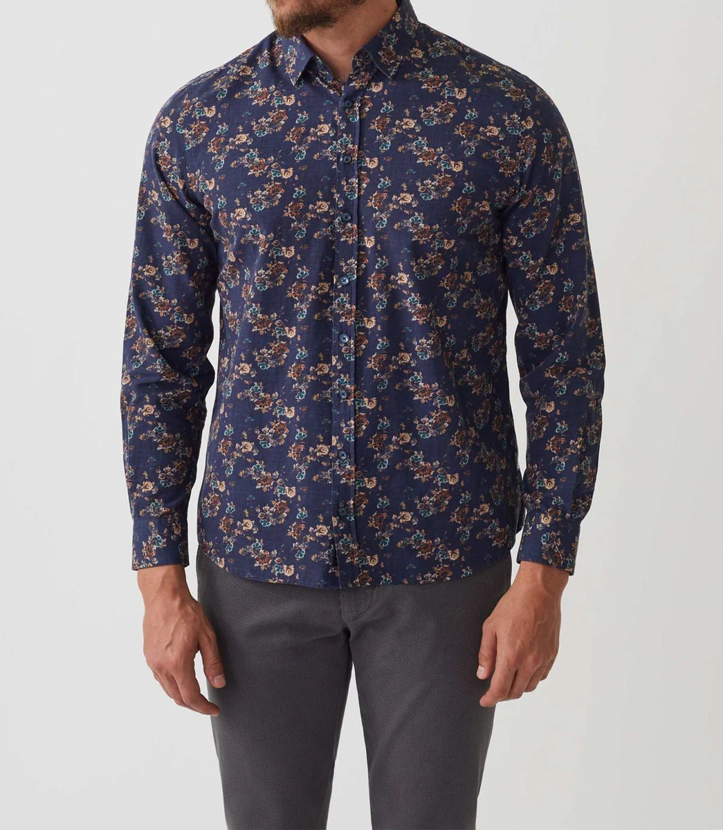 Chemise casual imprimé marine 