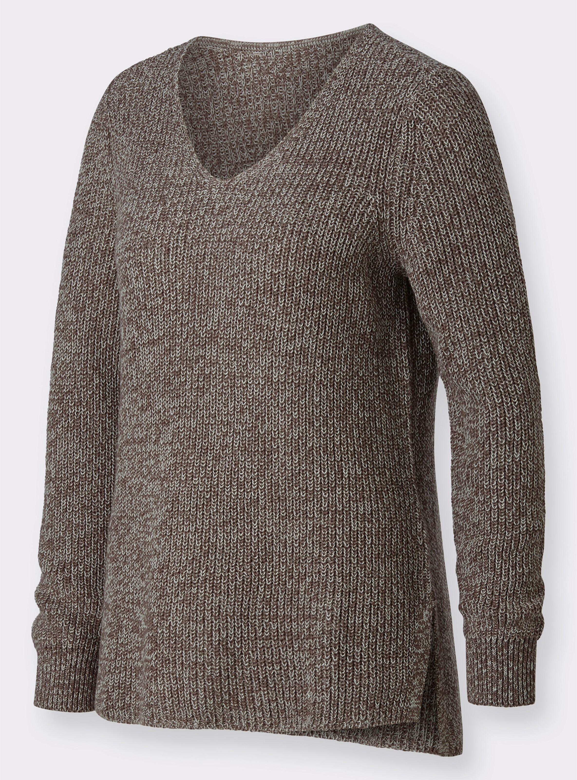 Langarm-Pullover in Rippenstrick