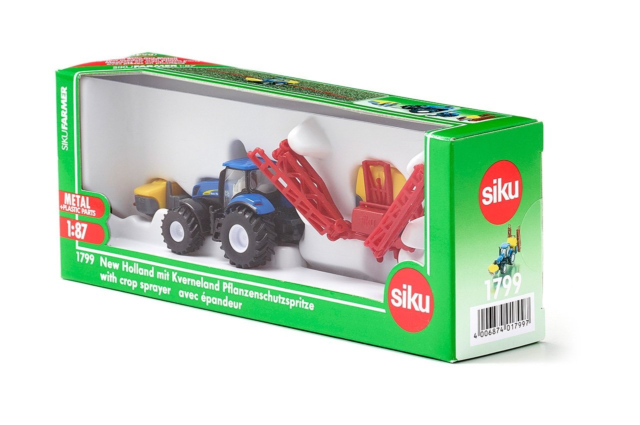 Siku - 1:87 New Holland Traktor m Trailersprøjte