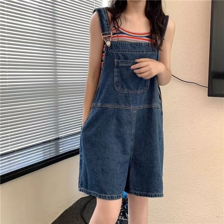 Wildfoea - Gewassen denim wijde jumper shorts