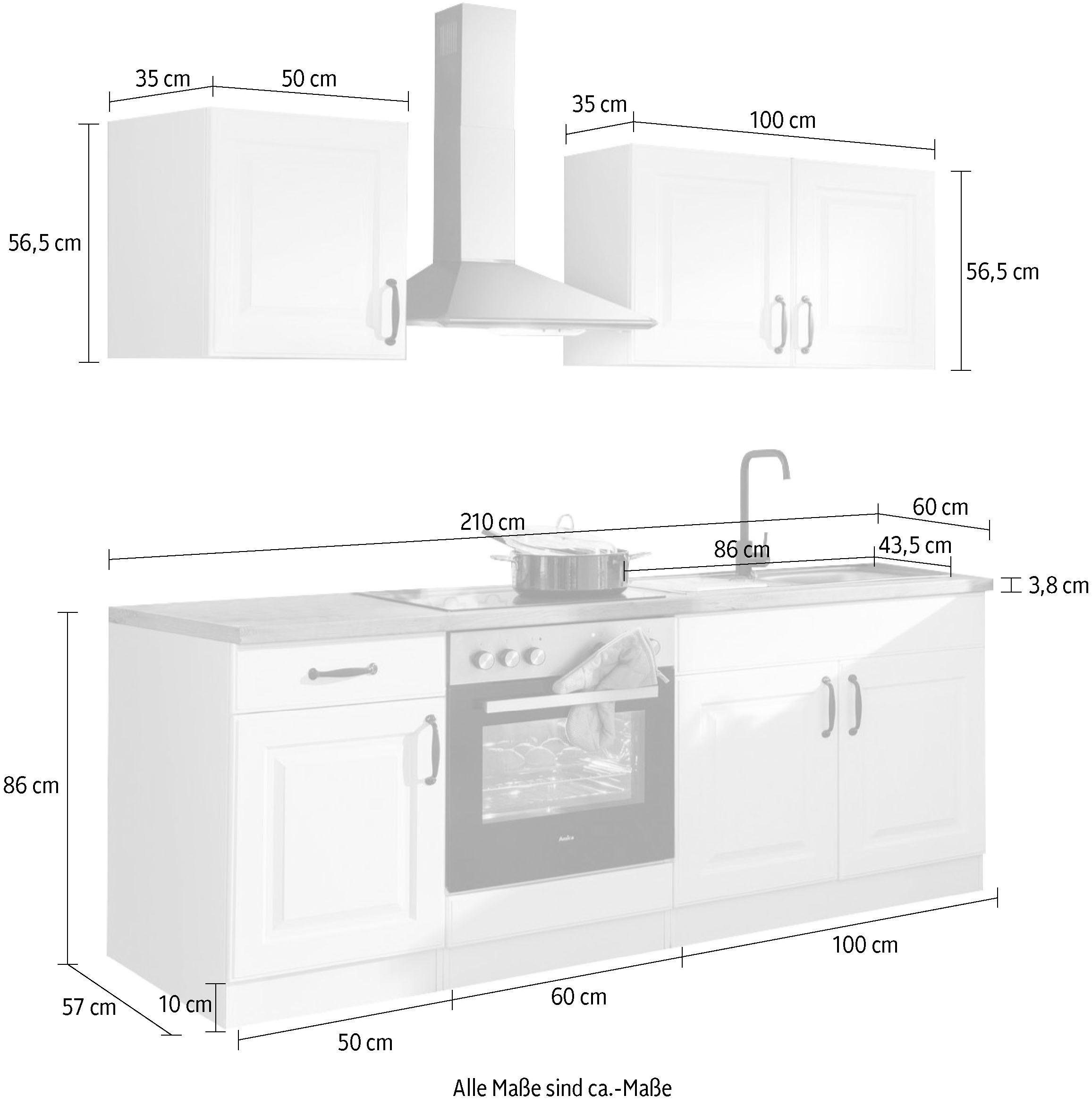 wiho Küchen Küchenzeile »Erla« ohne E-Geräte, Breite 210 cm