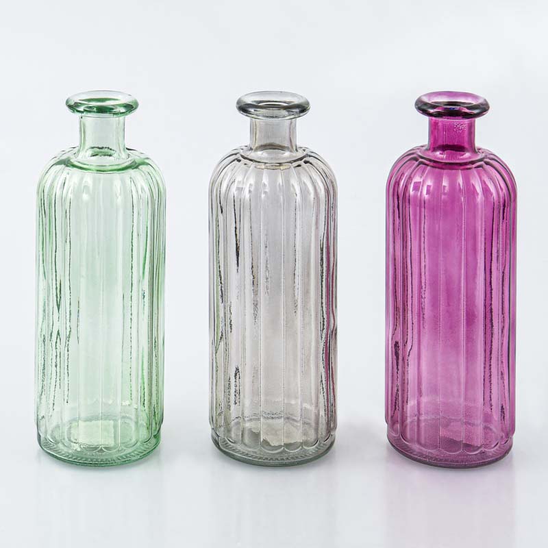 Vase soliflore strié taupe