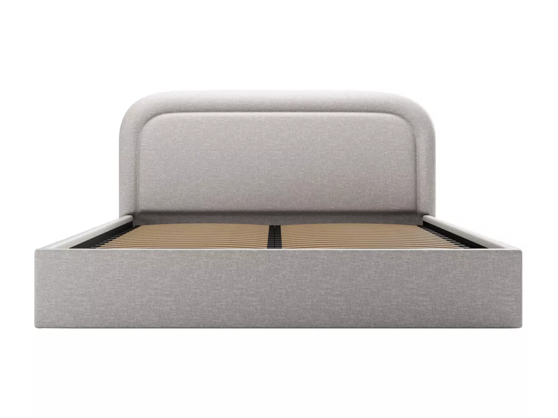 Lit coffre 140 x 190 cm - Tissu chiné - Gris clair - FIREZA
