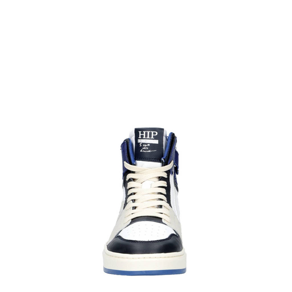 Hip leren sneakers blauw/wit/zwart