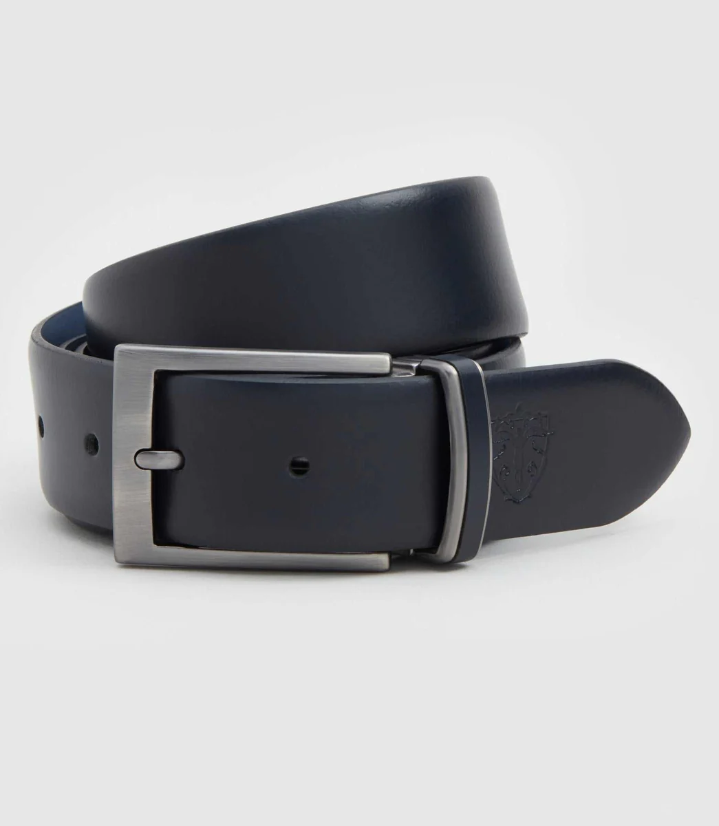 Ceinture ajustable en cuir marine 