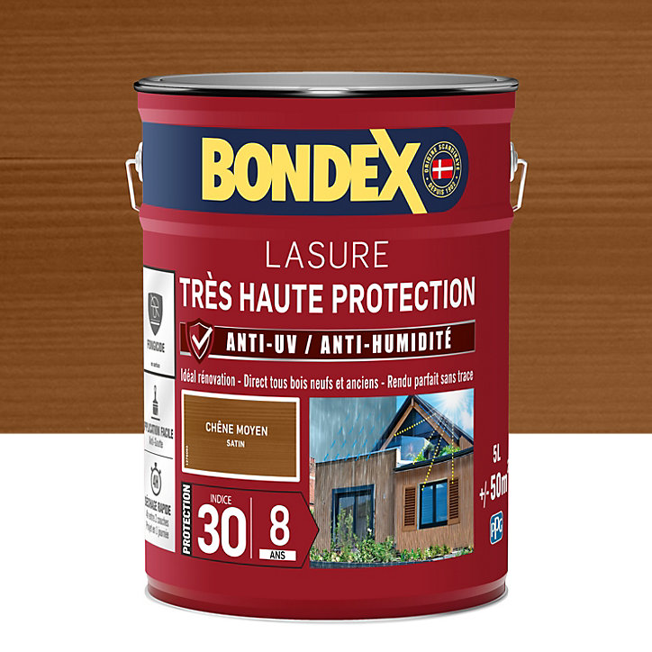Lasure extérieure très haute protection Bondex 8 ans chêne moyen 5L
