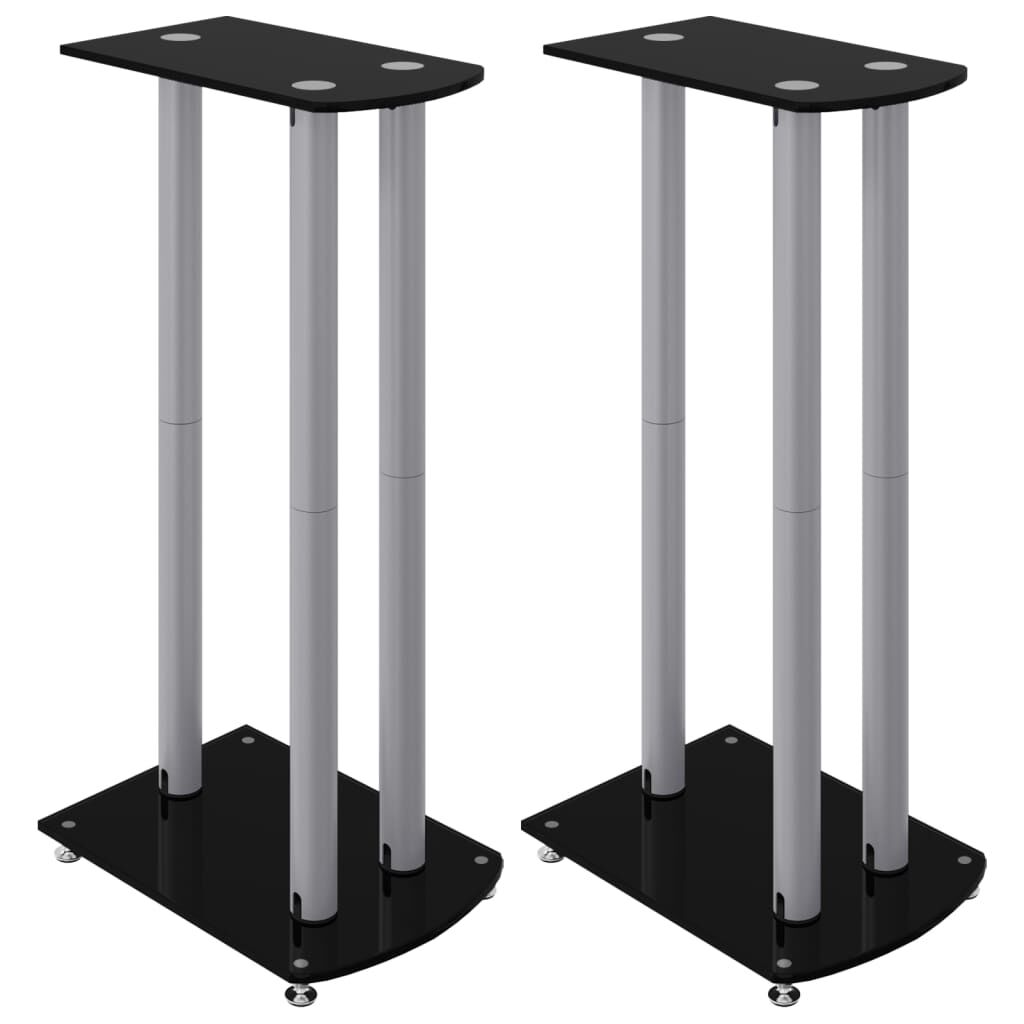 vidaXL Speakerstandaards, 2 stuks, zwart en zilver, gehard glas