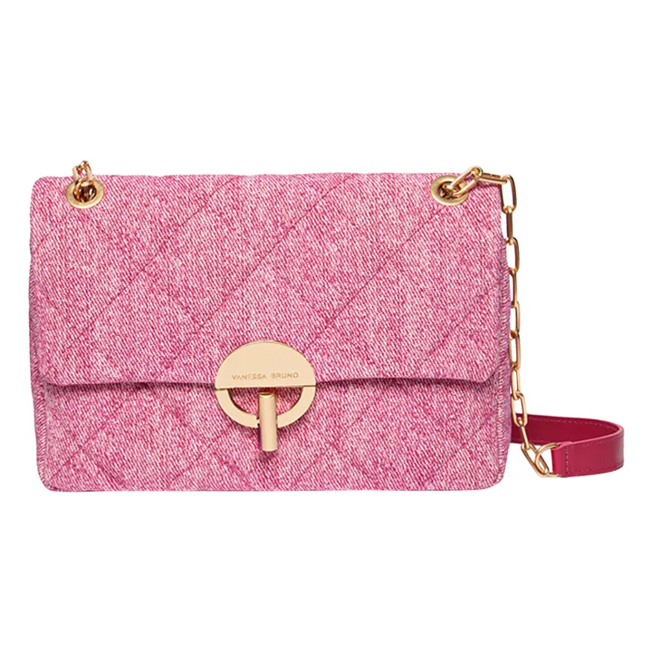Vanessa Bruno Sac Moon MM Effet Denim Délavé | Rose fuschia