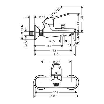 Hansgrohe Novus Loop badkraan 1-greeps