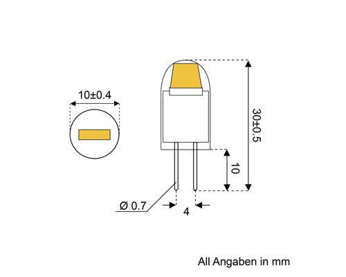 LED COB chip pin socket lamp, dimbaar, G4/1W, 90 lm, 2700 K warm wit, 1 verpakking, helder/zilver
