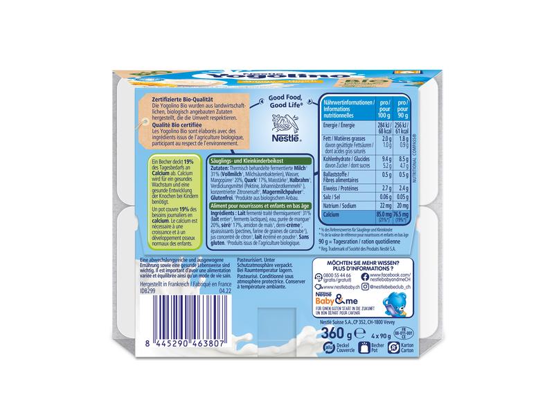 NESTLE Yogolino Bio Mango & Quark 4 x 90g Säuglings- und Kleinkinderbeikost