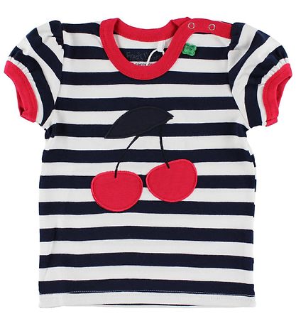 Freds World T-Shirt - Navy/Weiß gestreift m. Kirsche