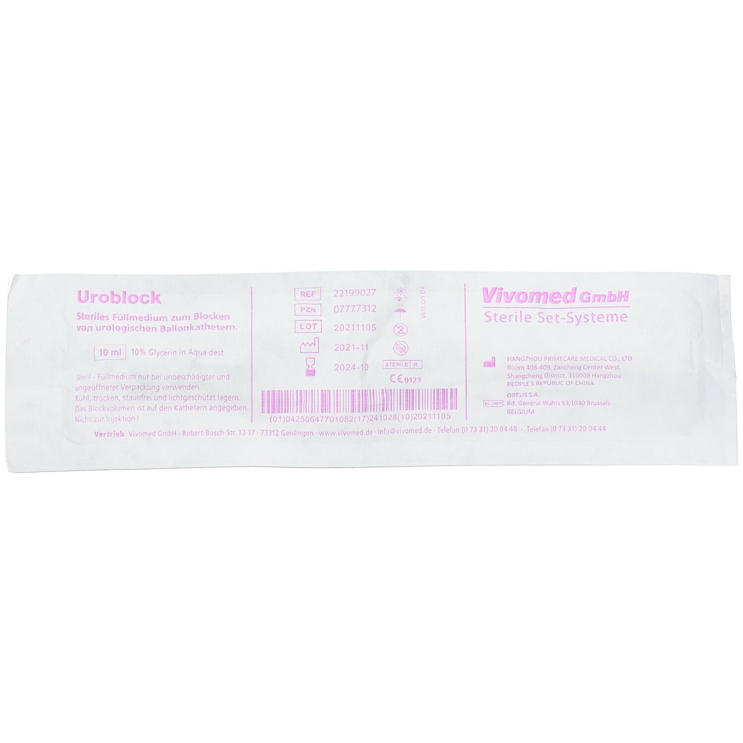 Uroblock 10 ml 10% Glycerin in Aqua ad Injectabilia