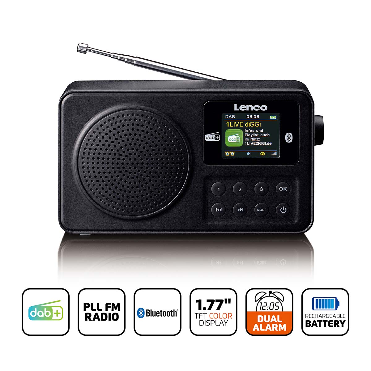 Lenco PDR-033BK draagbare digitale radio