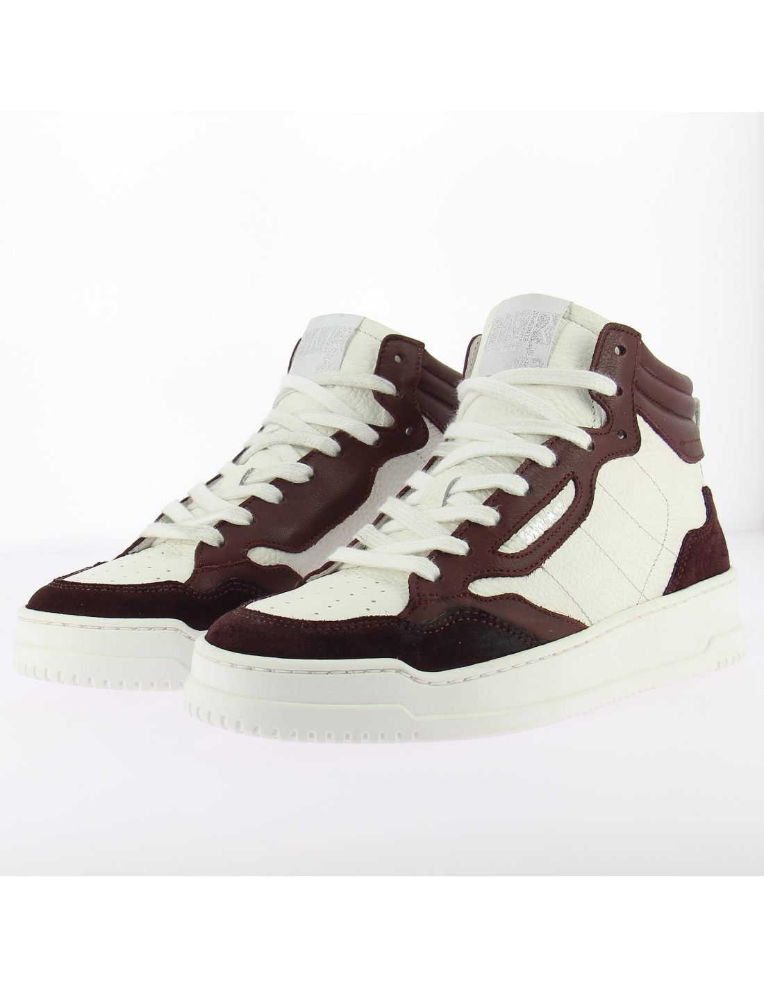 semerdjian baskets montantes femme vale 8407 cuir blanc/bordeaux