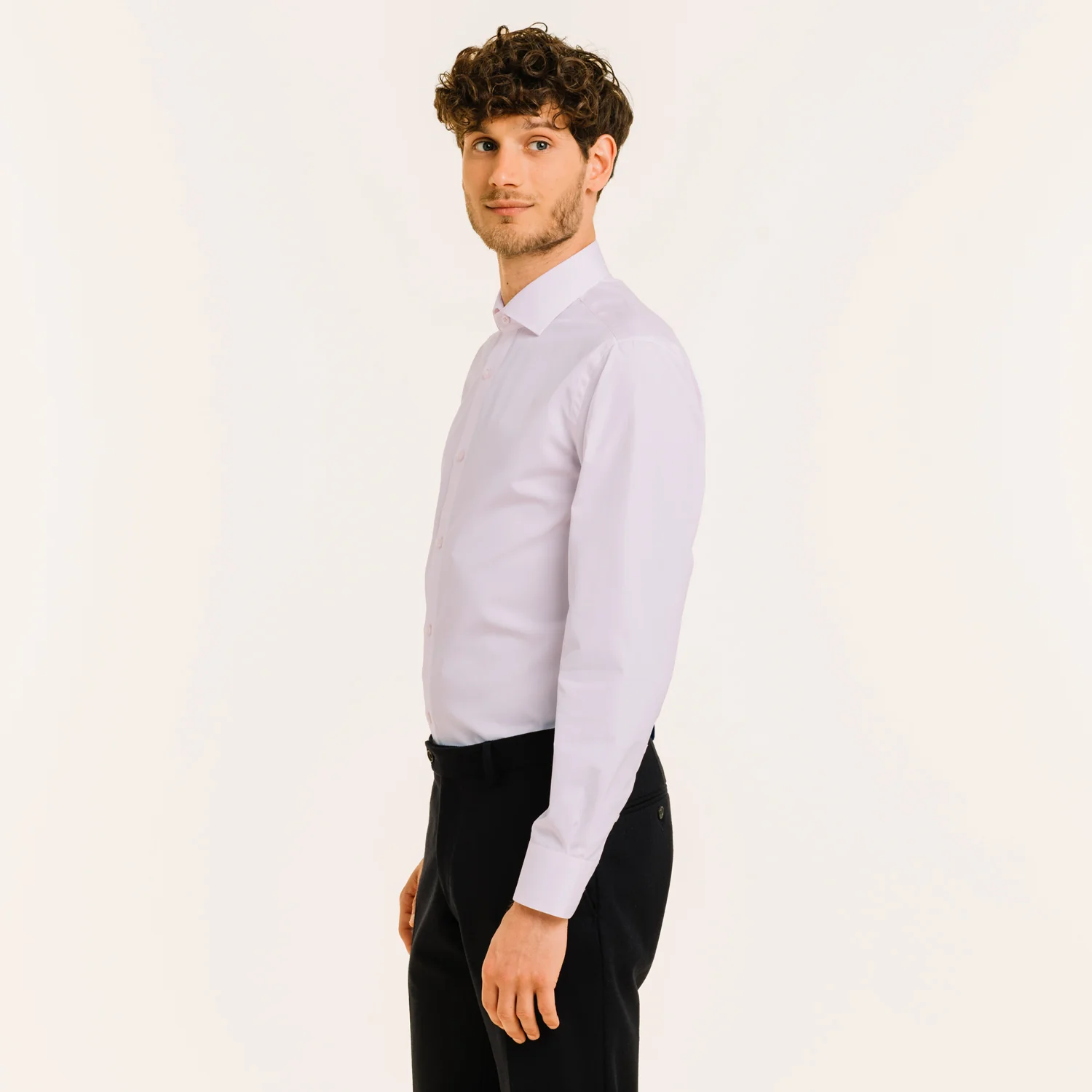 Pale pink double-twisted poplin shirt