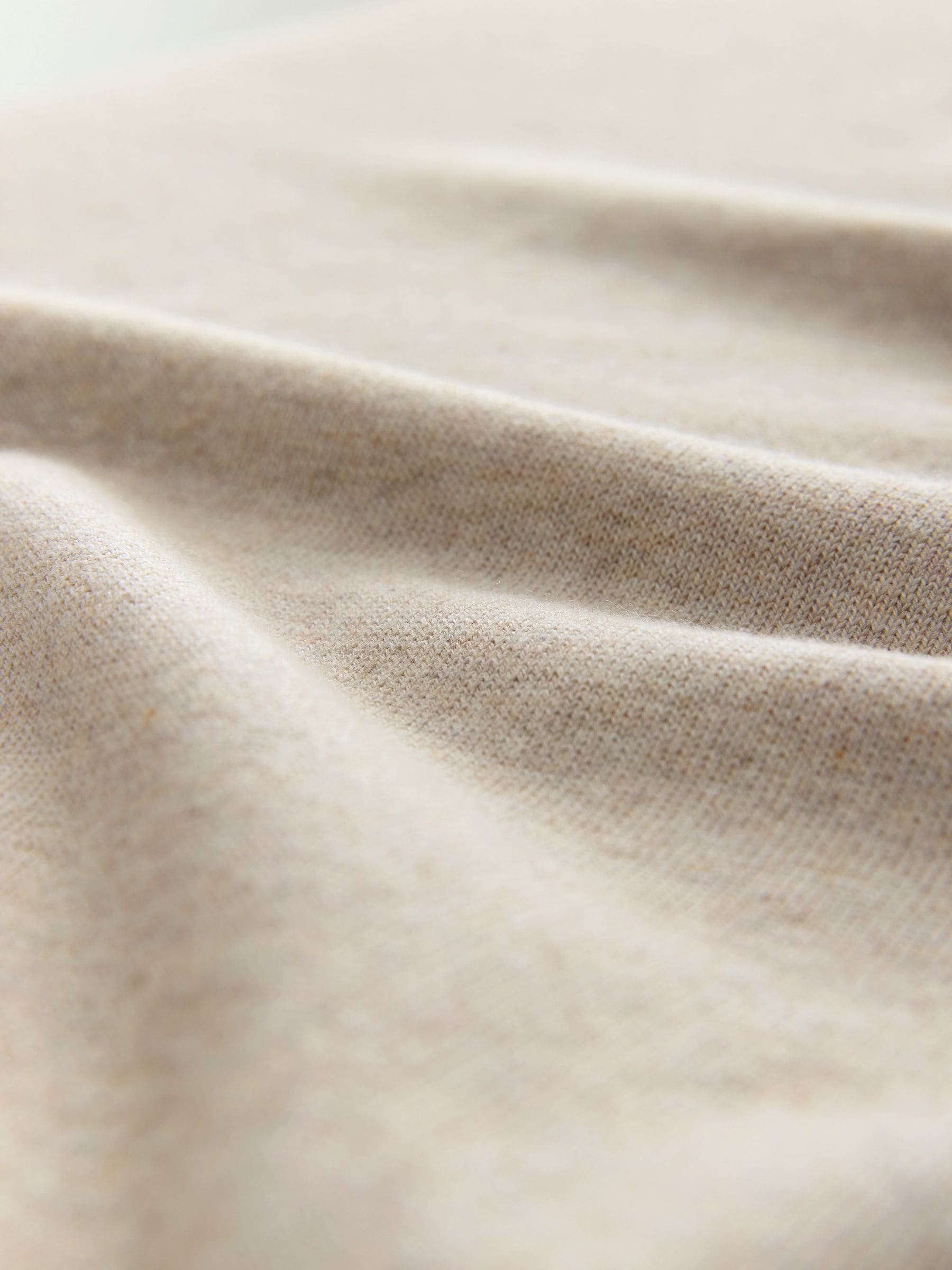 Gemêleerd naturel - Normale Pasvorm - Katoenrijk gebreid poloshirt met lange mouwen