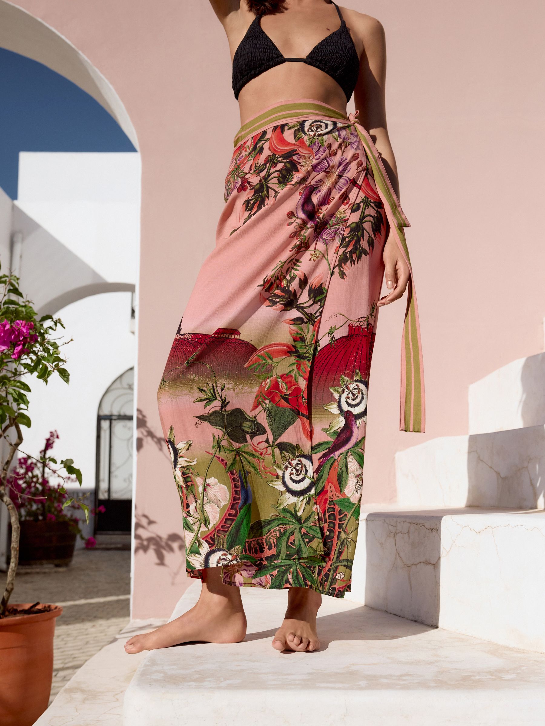 Pink Scenic Floral - Kew Collection Maxi Sarong