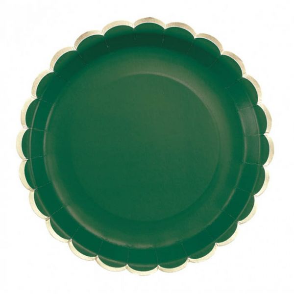 Tim E Puce Pratos 23cm com rebordo Dourado - Verde Escuro 8 un. - 550676499