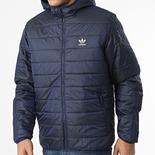 Doudoune Capuche A Bandes HL9210 Bleu Marine