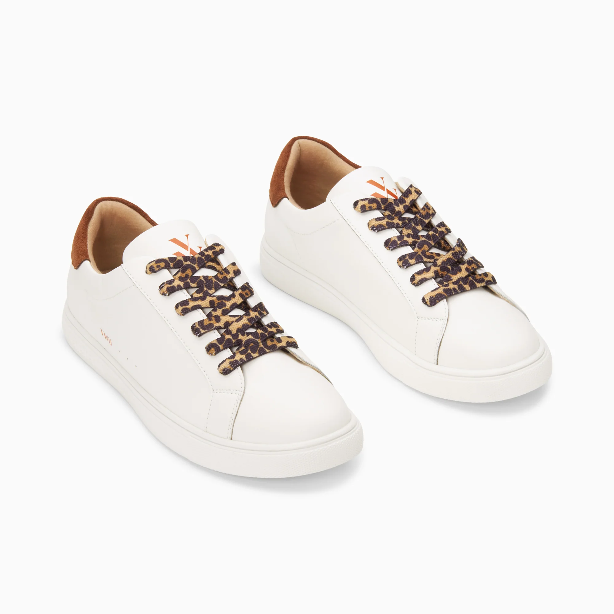 Sneakers-Baskets Steph blanc et marron à lacets léopard