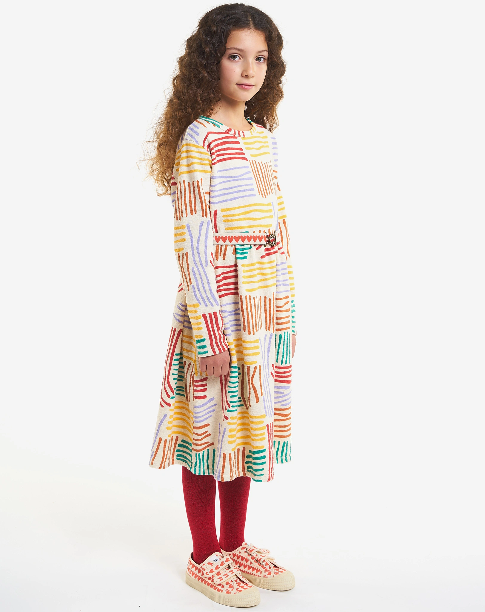 Langarm-Kleid CRAZY LINES AOP in multicolor