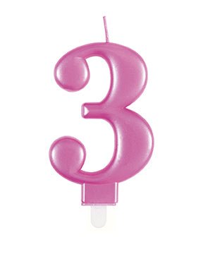 3 Jaar Kaars Roze 12cm