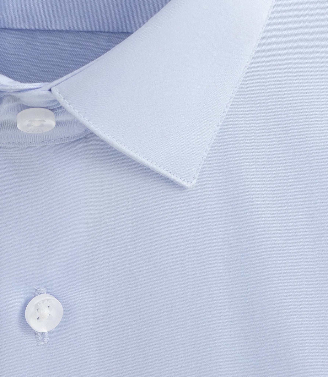 Chemise slim en satin de coton ciel 