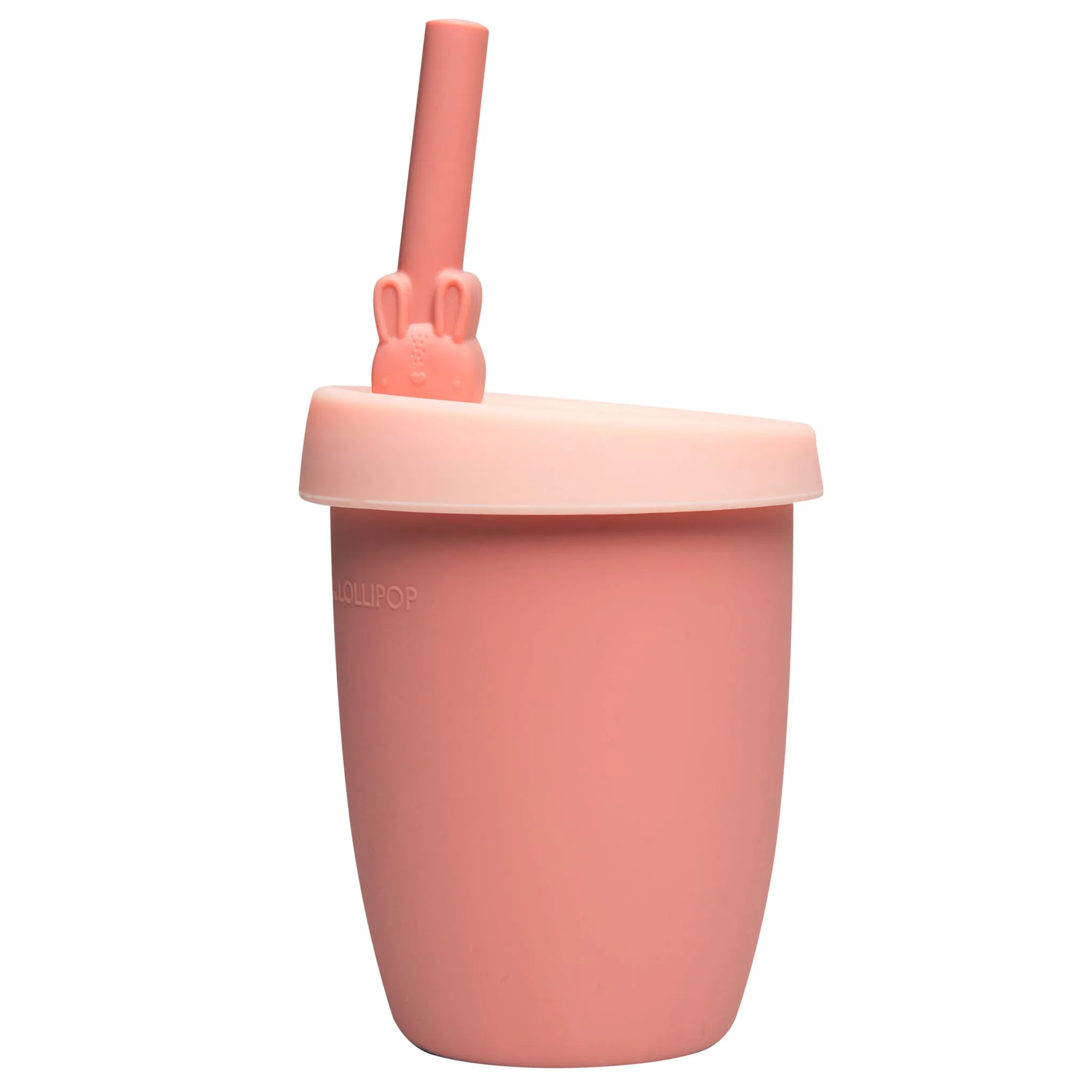 Loulou Lollipop Gobelet en Silicone avec Couvercle et Paille - Lapin