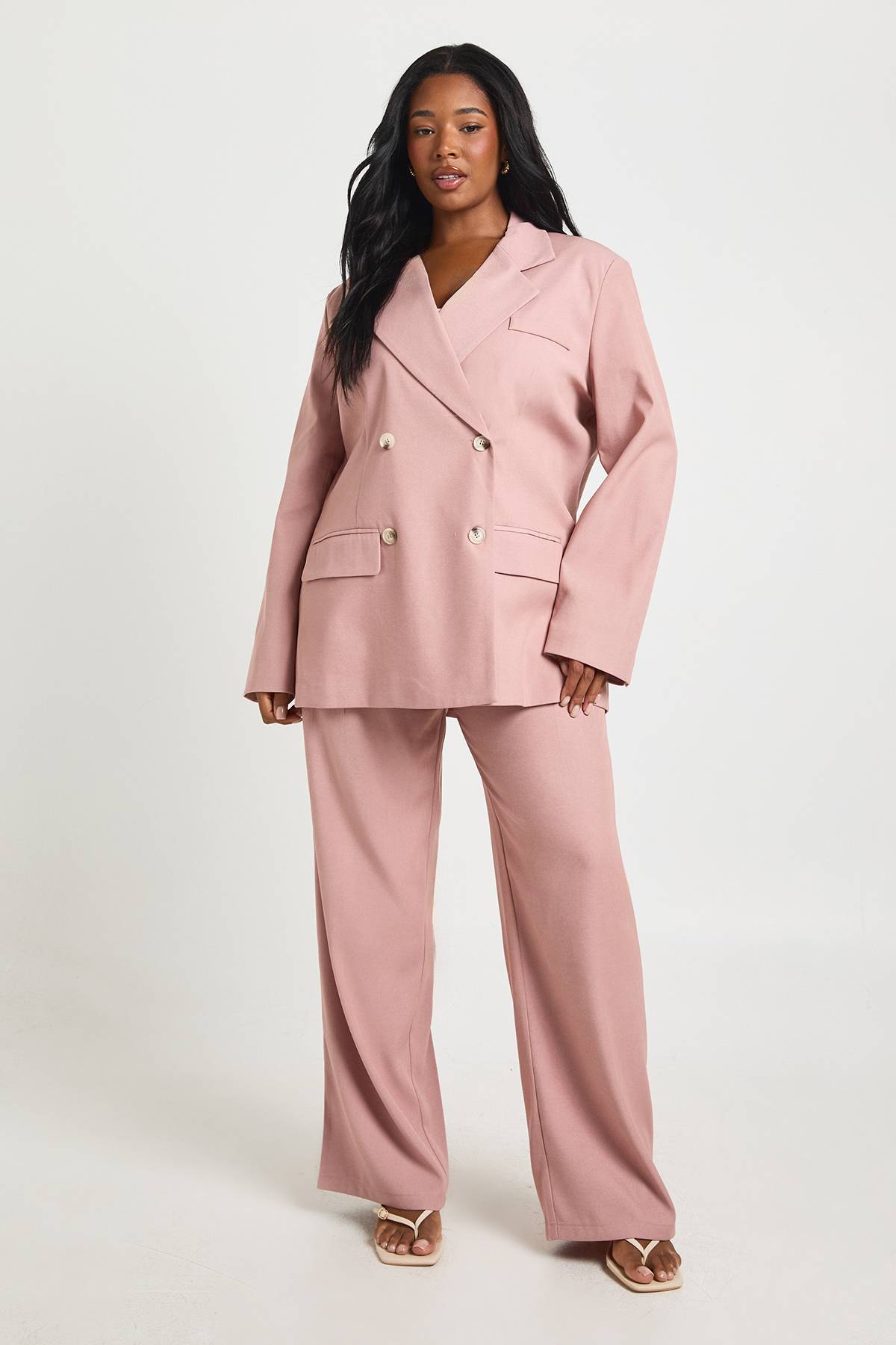 boohoo Pantalon Large Taille Haute Coupe Ajustée