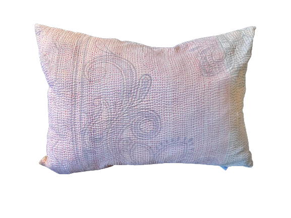 Kussen Kantha vintage 50x70 cm soft pink flowers