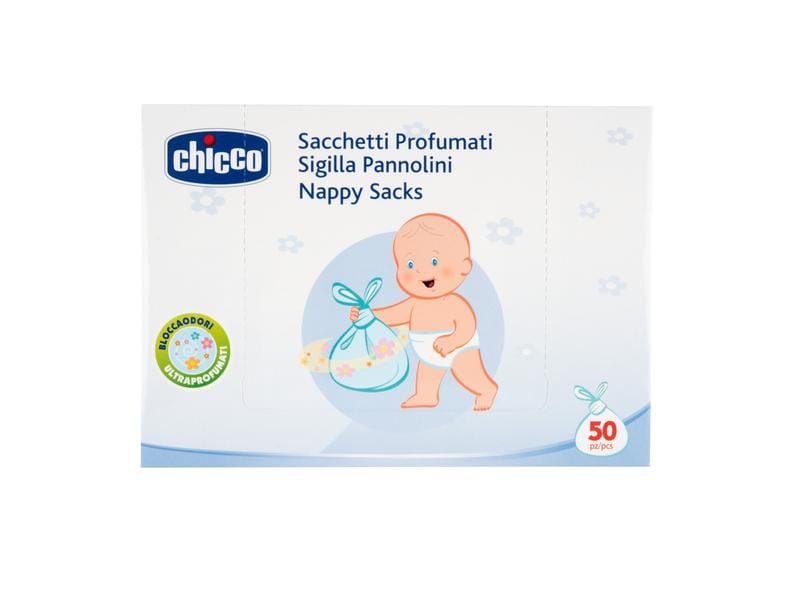 Chicco Windelbeutel Einweg parfümiert 50 Stück Parfümierte Windeltüten für gebrauchte Windeln