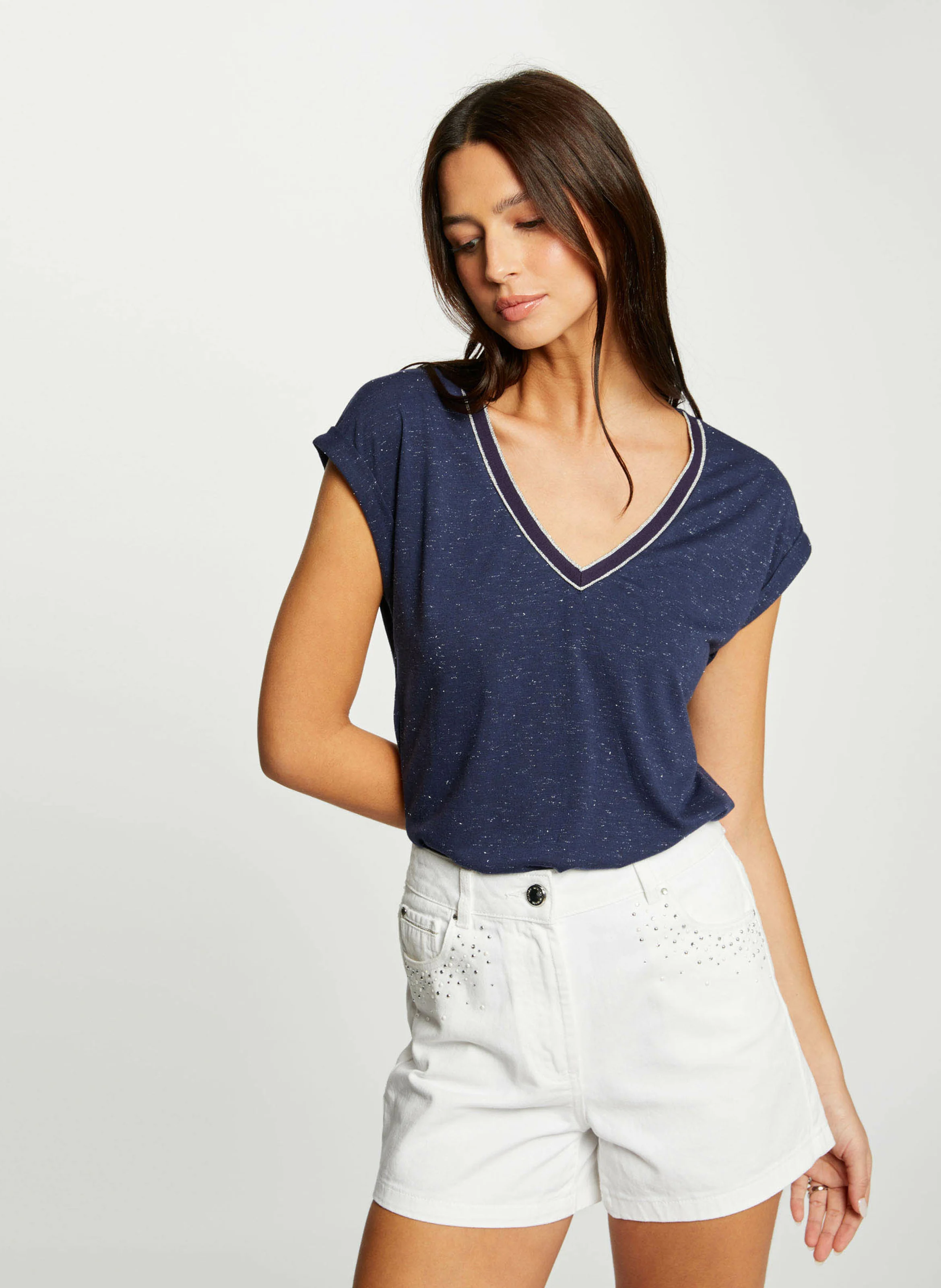 DAYA - Tee-shirt droit manches courtes| Bleu