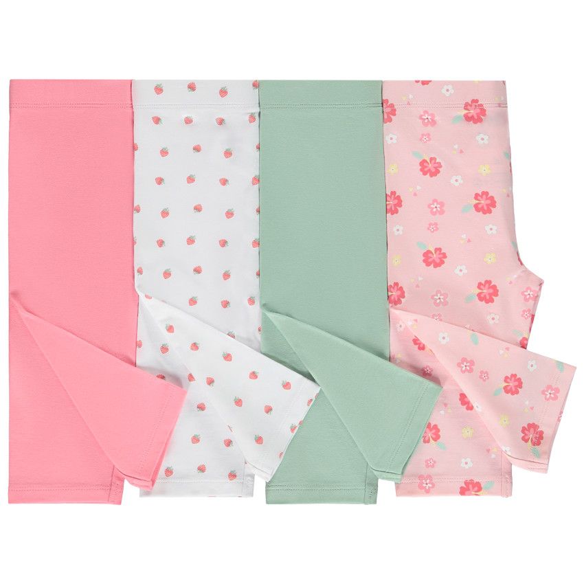 Lot de 4 corsaires fantaisie pour bébé fille - Rose