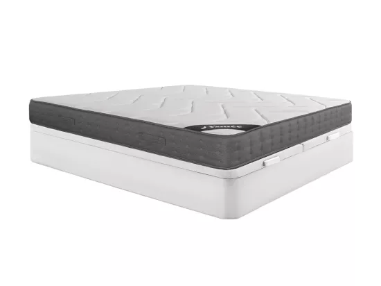 Ensemble 180 x 200 cm sommier coffre blanc + matelas ressorts ensachés 5 zones accueil mémoire de forme ép.23cm - BABYLONE de YSMÉE